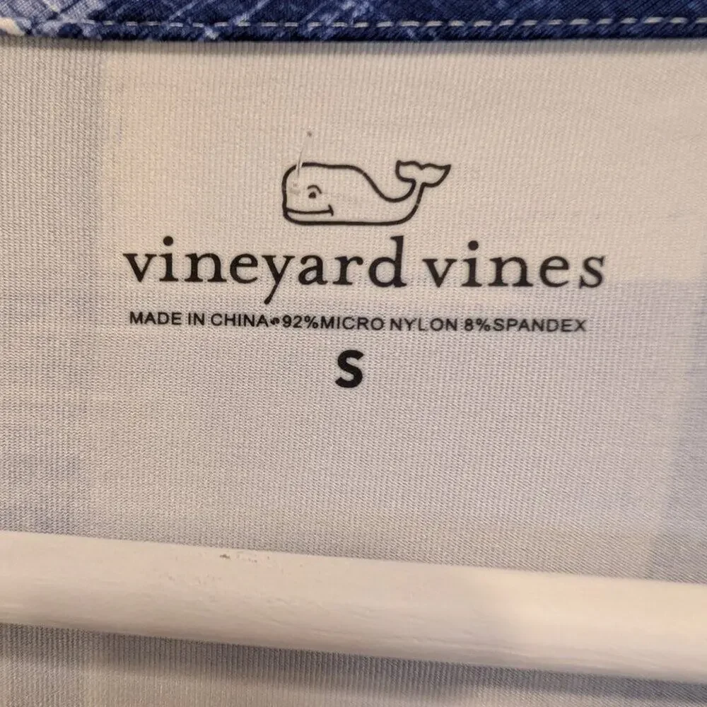Vineyard Vines Flare Dress Painted Gingham Print Sleeveless Blue/White - Size S - Picture 5 of 6